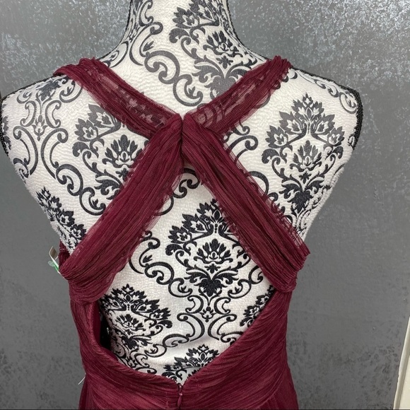 Bill Levkoff eggplant cross back chiffon gown. Formal. Maxi. Wedding. Bridesmaid - Picture 8 of 10